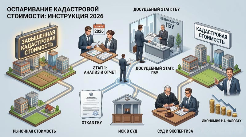 Схема снижения кадастровой стоимости недвижимости в 2026 году