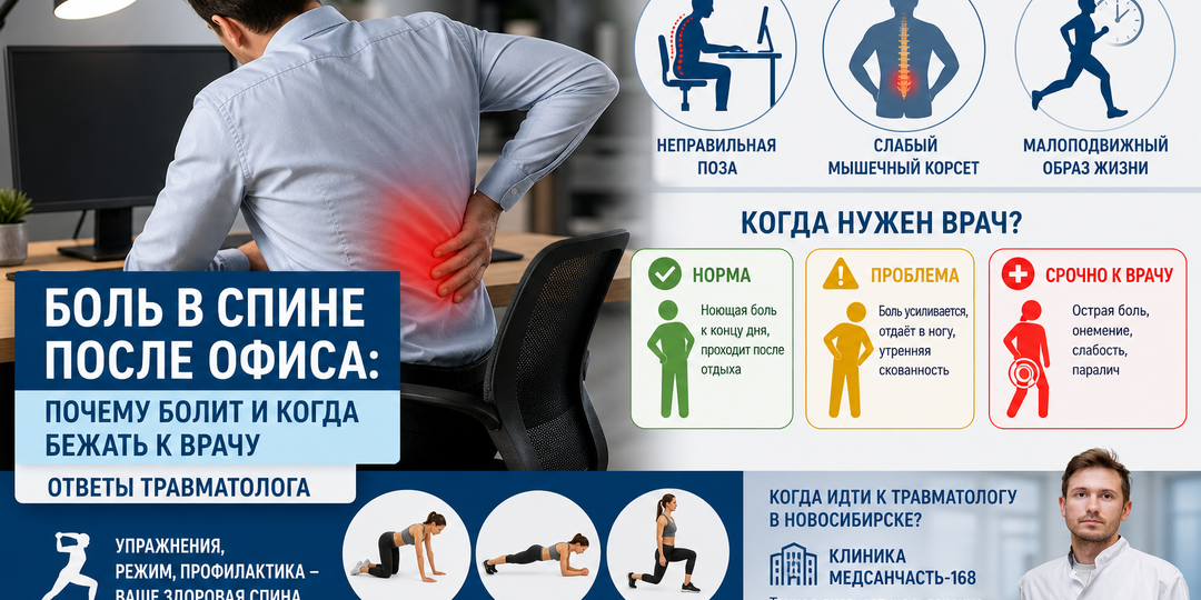 Боль в спине после офиса: почему болит и когда бежать к врачу (ответы травматолога)