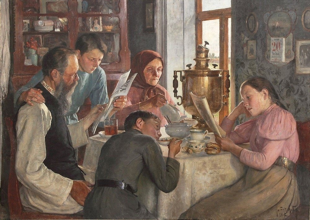 Исаак Полиевктович Батюков. «За семейным столом», 1899 год. Из собрания Ярославского художественного музея.