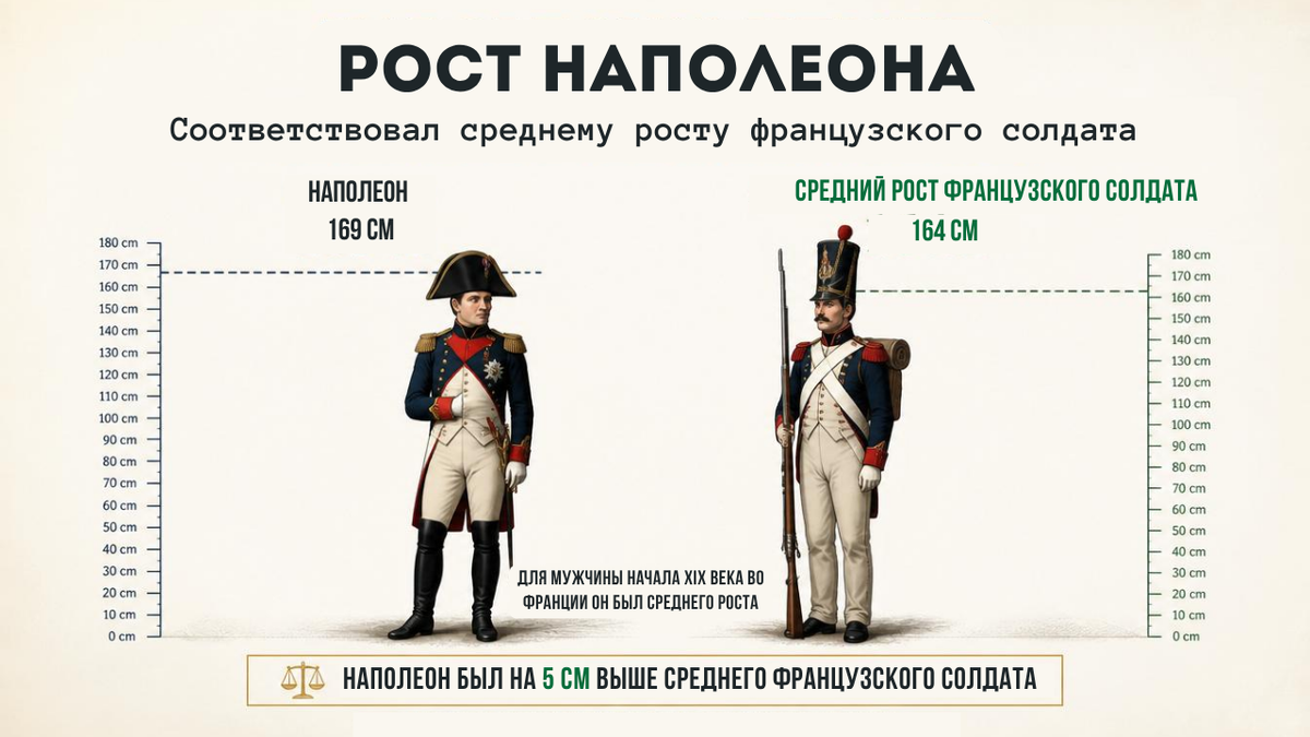 Рост Наполеона в сантиметрах — сравнение с современниками