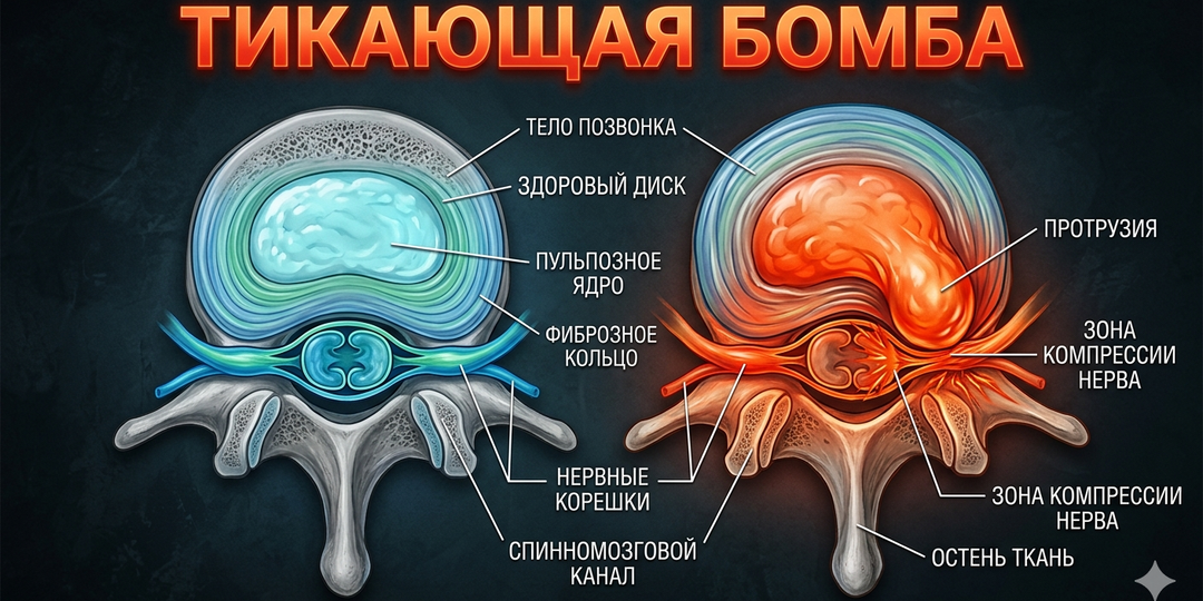 🚨 Протрузия пояснично-крестцового отдела позвоночника: 3 главных симптома перехода в грыжу. Полное руководство | Инструктор ЛФК