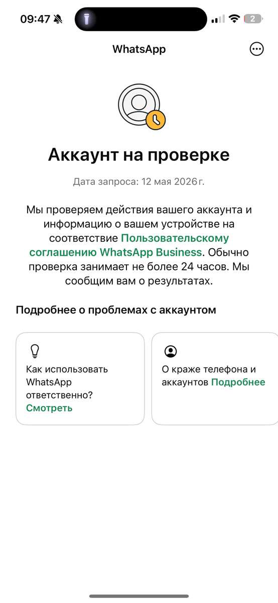 Если в WhatsApp написано «Аккаунт на проверке» что делать ?