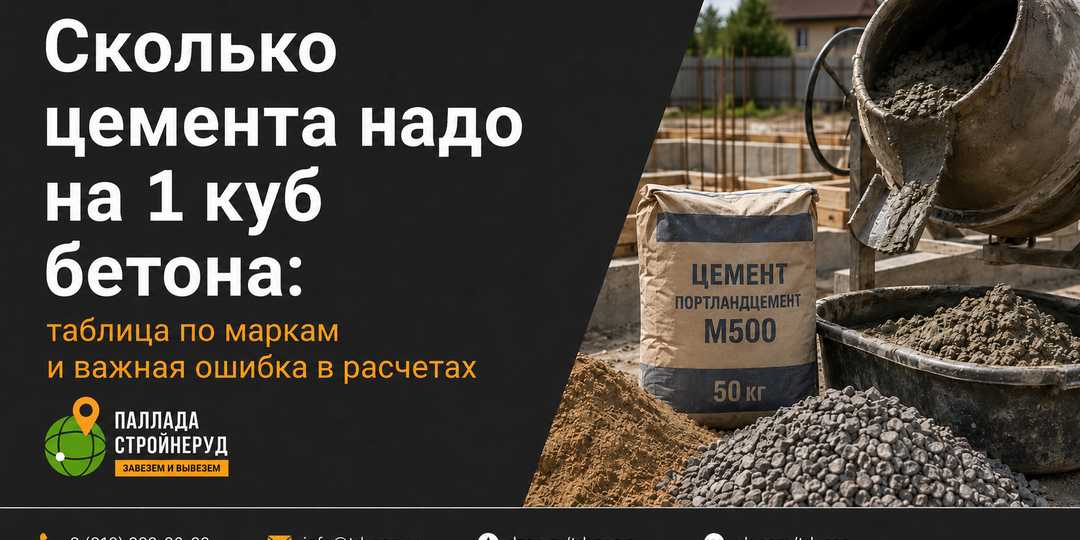 Сколько цемента надо на 1 куб бетона: таблица по маркам и важная ошибка в расчетах