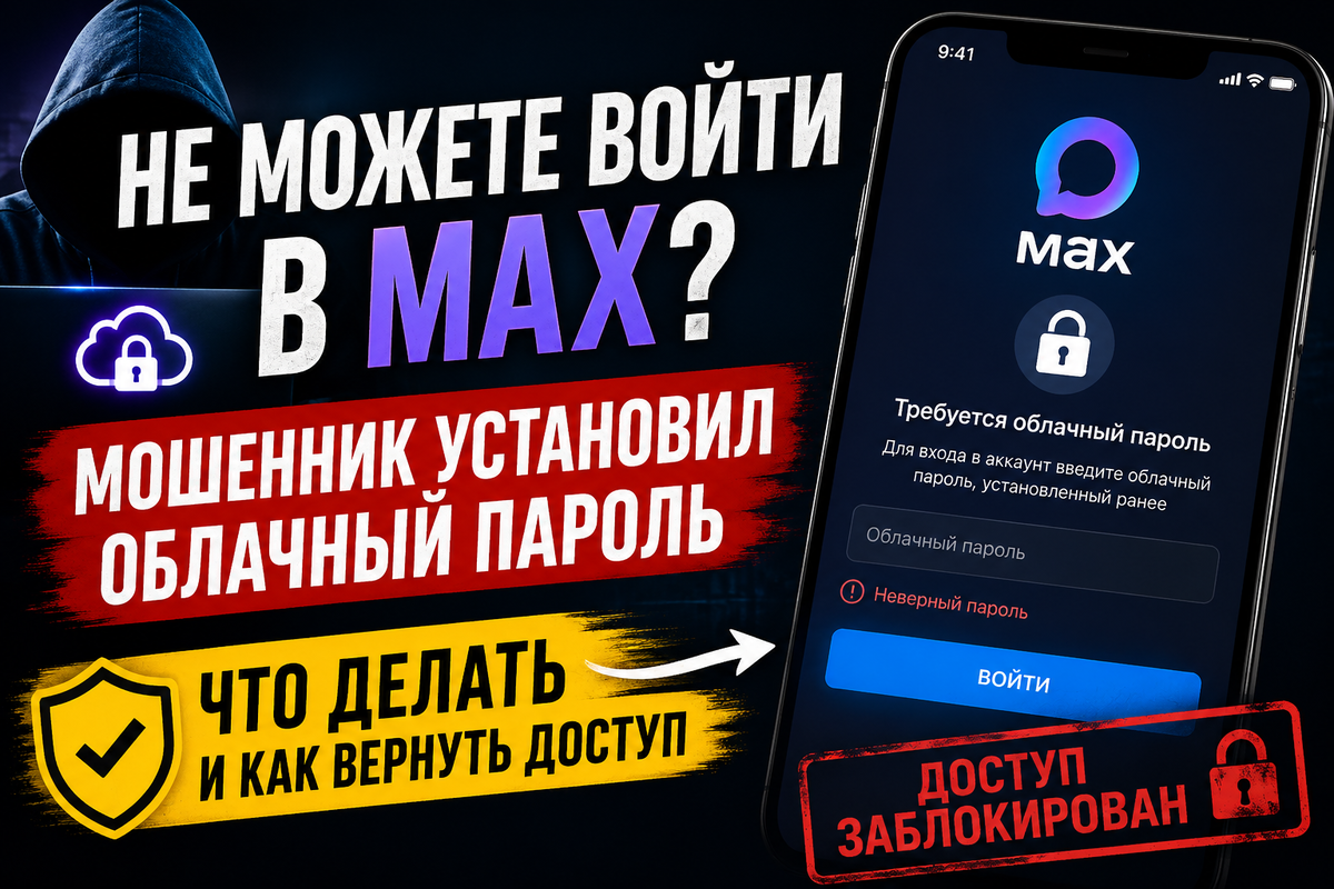 Что делать, если мошенник установил облачный пароль в мессенджере Max и вы не можете войти ?