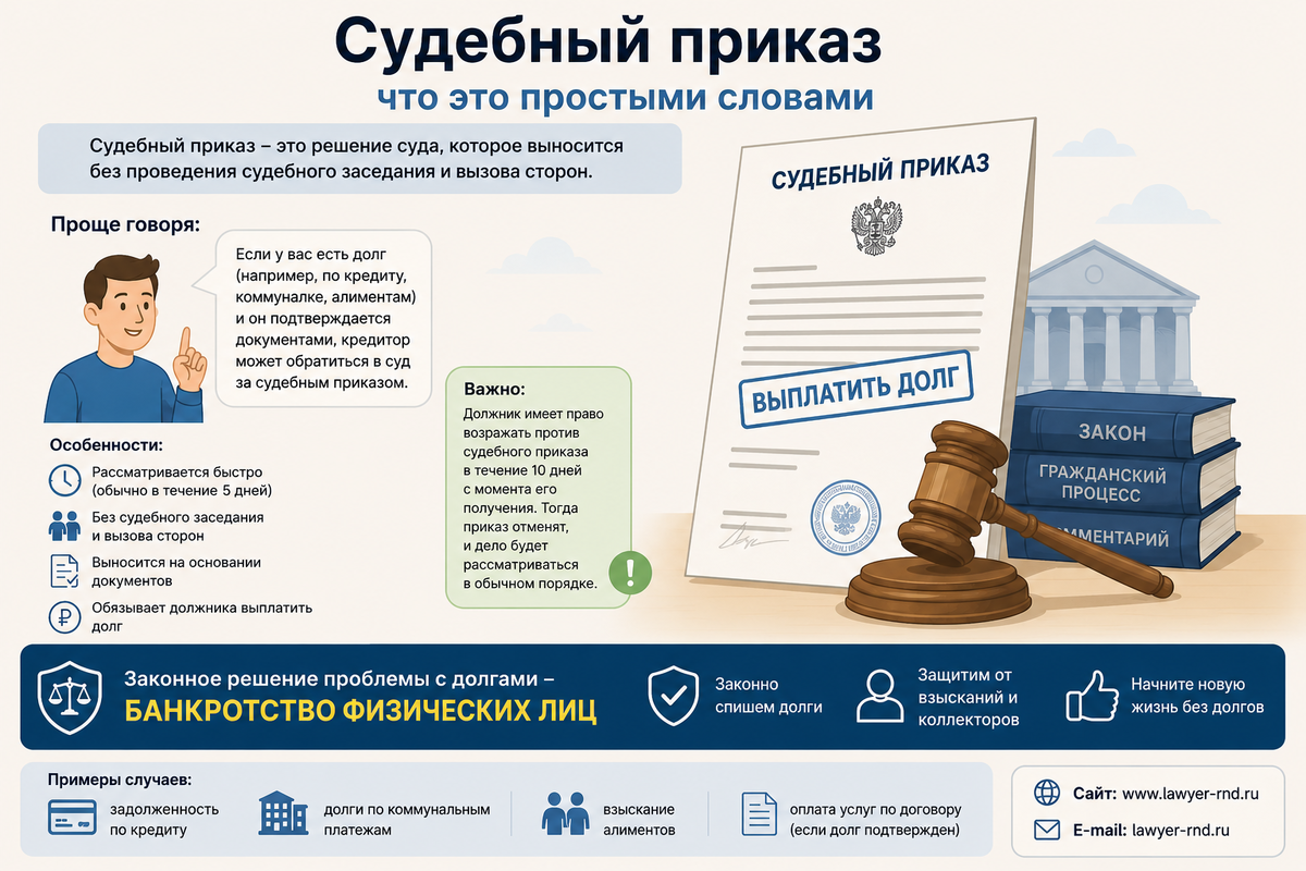 Судебный приказ может привести к аресту счетов и работе приставов без полноценного судебного разбирательства.