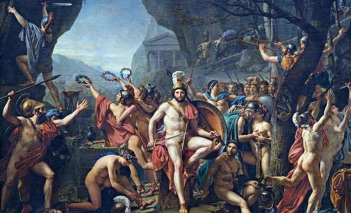 Леонид в Фермопилах, картина Жака-Луи Давида, 1814 год. Источник: Лувр.