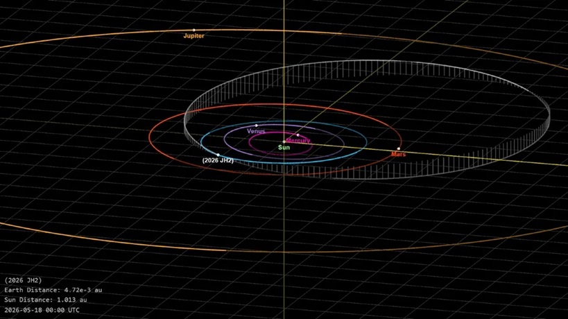   2026 JH2 совершает оборот вокруг Солнца каждые 3,7 года по сильно вытянутой эллиптической орбите между Землей и Юпитером.NASA/JPL/Small-Body Database Lookup