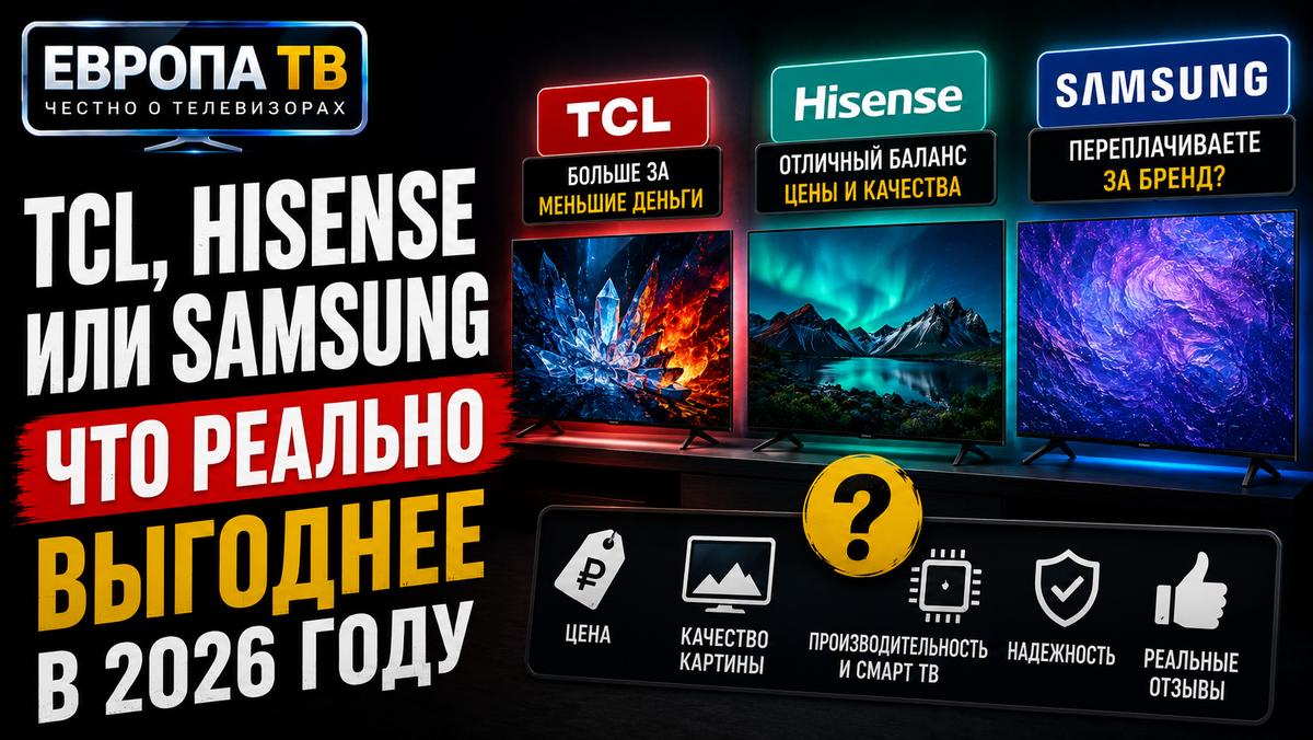 TCL, Hisense или Samsung — что реально выгоднее в 2026 году