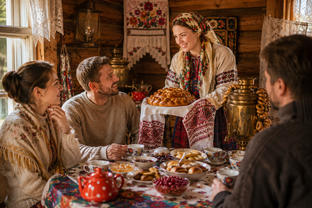 Тёплый ужин в деревенском доме