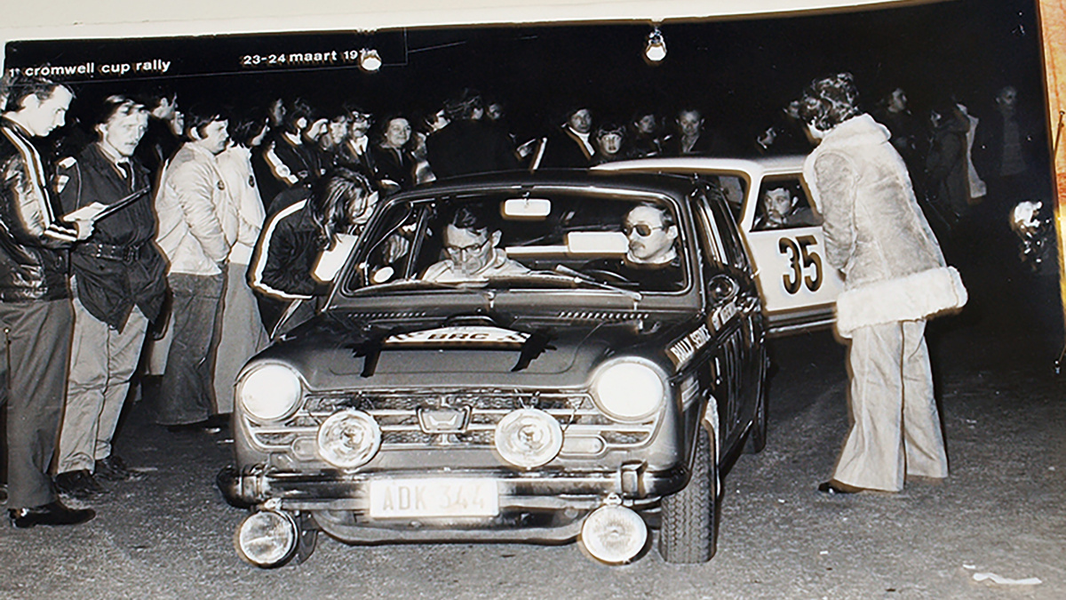 Ги Муренхаут за рулём Honda Civic. 1970-е годы.
