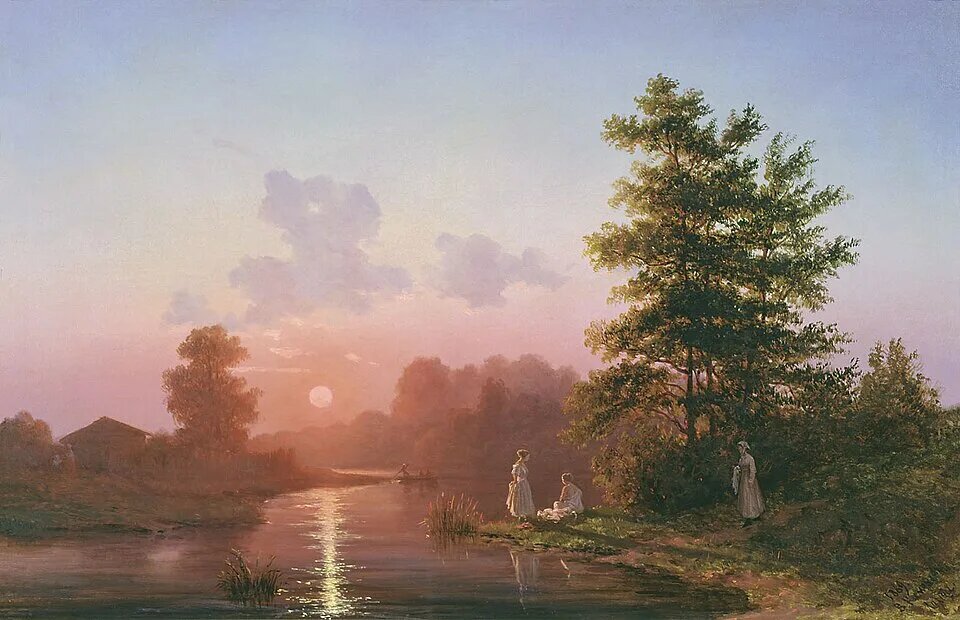 Валериан Каменев "Закат в окрестностях Петербурга. Лахта", 1869, Третьяковская галерея. Источник commons.wikimedia.org