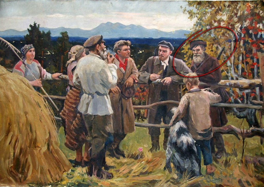 В.Басов. В.И. Ленин среди крестьян села Шушенского. Холст, масло. Из фондов Музея-заповедника «Шушенское»