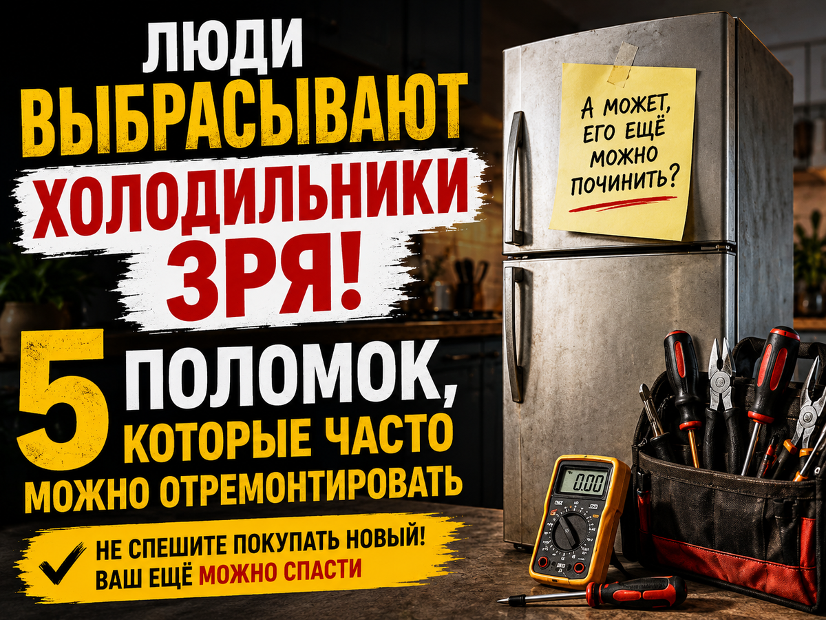 Холодильник может щёлкать, плохо морозить, течь или не включаться — и всё равно это не всегда приговор. Разбираем поломки, которые выглядят страшно, но часто решаются ремонтом.