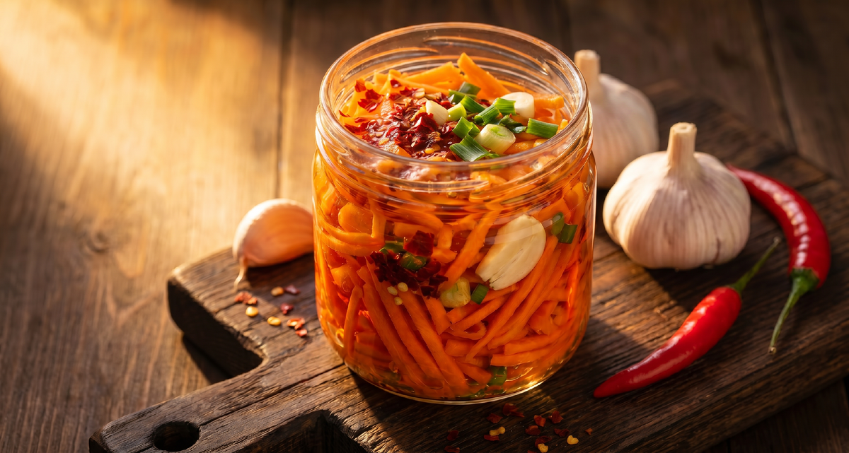 Соль, три дня и живые бактерии. Это совсем другой продукт. Вкус глубже, польза реальная, цена — морковь по 40 рублей за кг