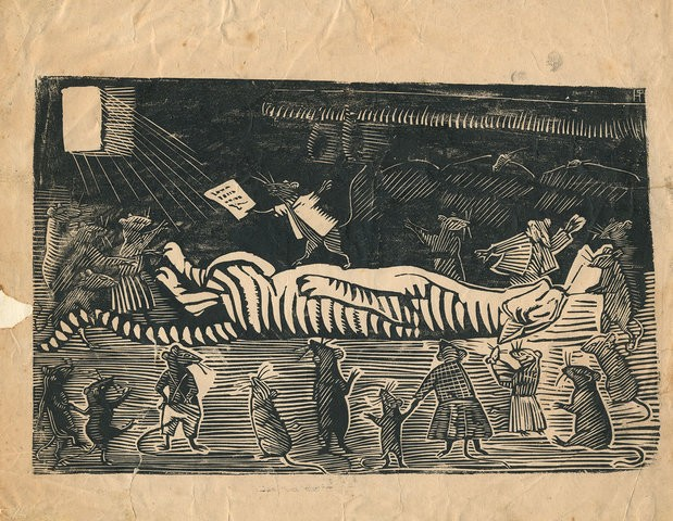Никита Фаворский. «Как мыши кота хоронили», 1925–1927 годы, архив семьи художника © Public domain