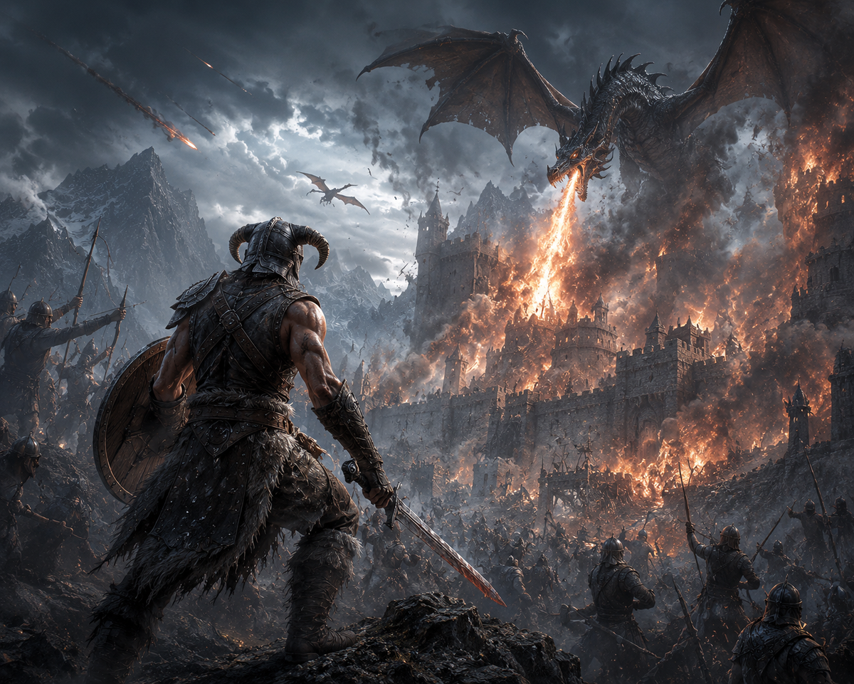 Фанарт Осада в skyrim v