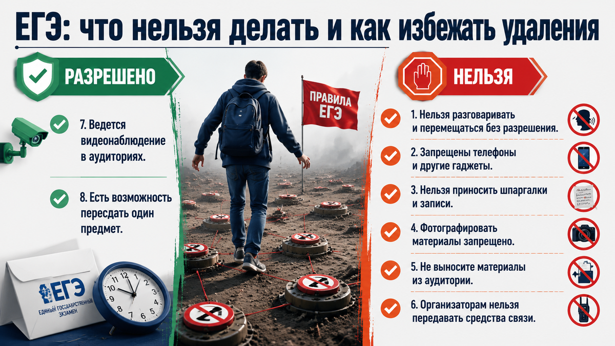 ЕГЭ: что нельзя делать и как избежать удаления  📷
