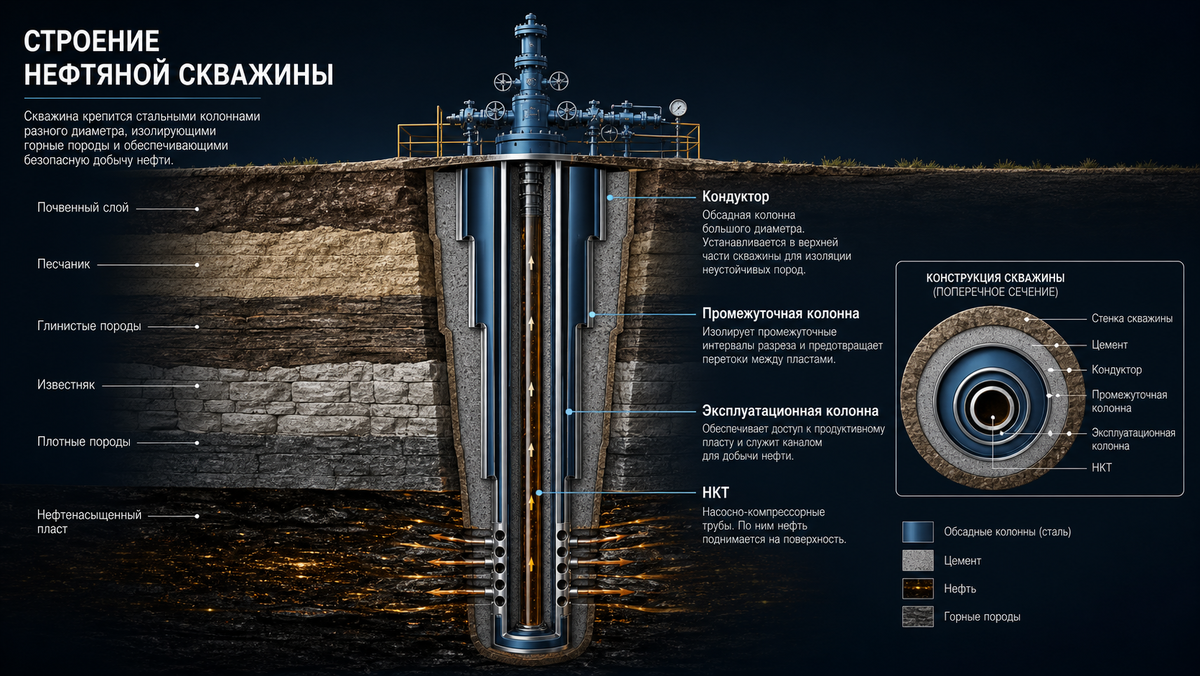 Строение нефтяной скважины