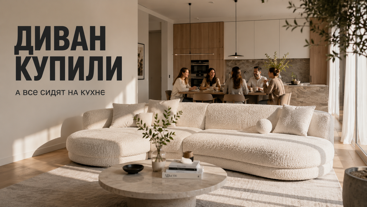 Иногда гостиная пустует не потому, что семья любит кухню. А потому что в гостиной не продумали, зачем туда вообще идти