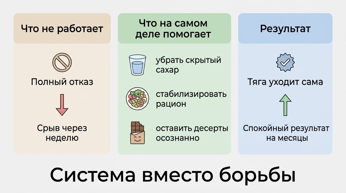  Сладкое не враг, и полный отказ от десертов почти никогда не работает дольше недели.