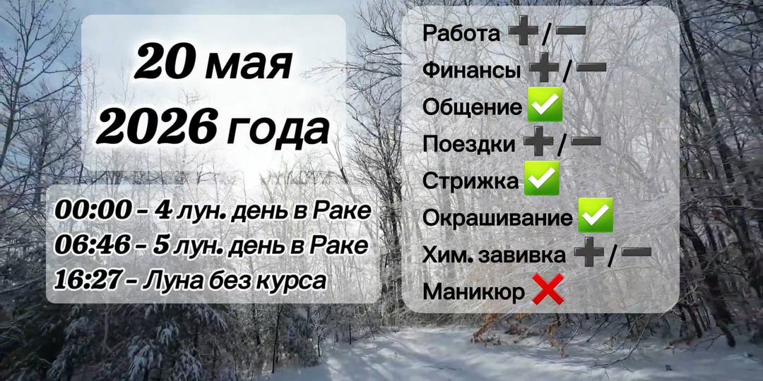 Гороскоп 20 мая 2026 года, лунный день
