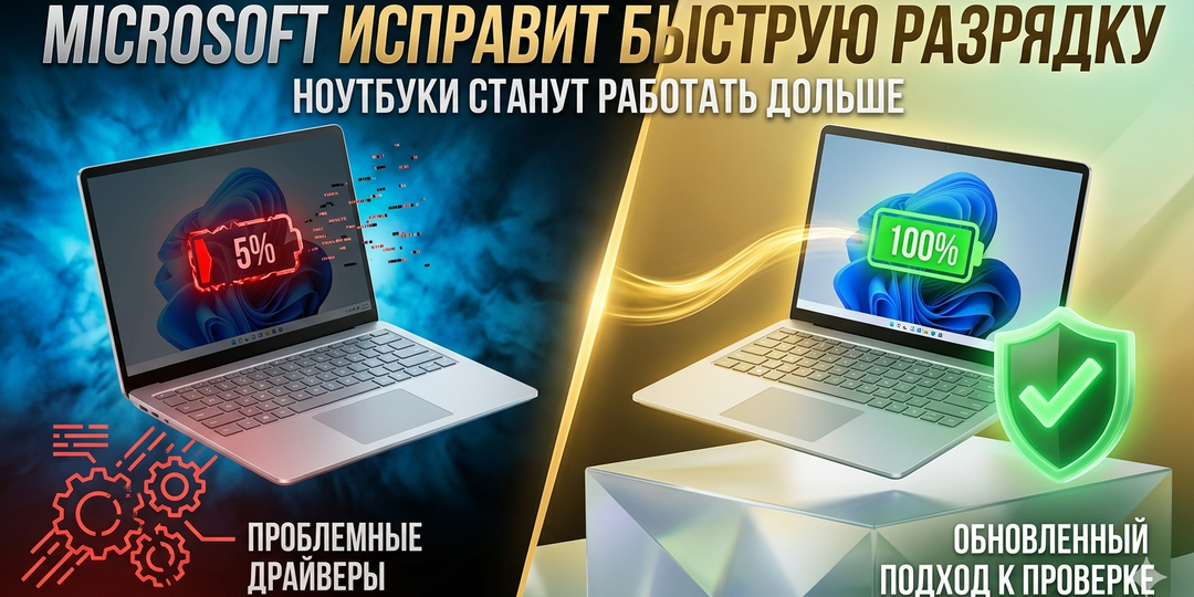 Microsoft признала, что неисправные драйверы годами сокращали время автономной работы Windows 11