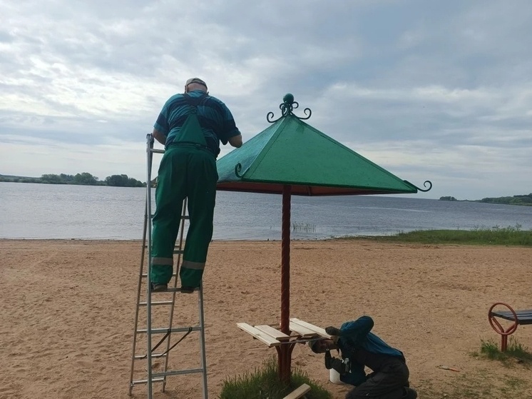     Специалисты приводят в порядок пляжи в Юрьево и в Кречевицах. Фото: пресс-служба МКУ «Городское хозяйство»
