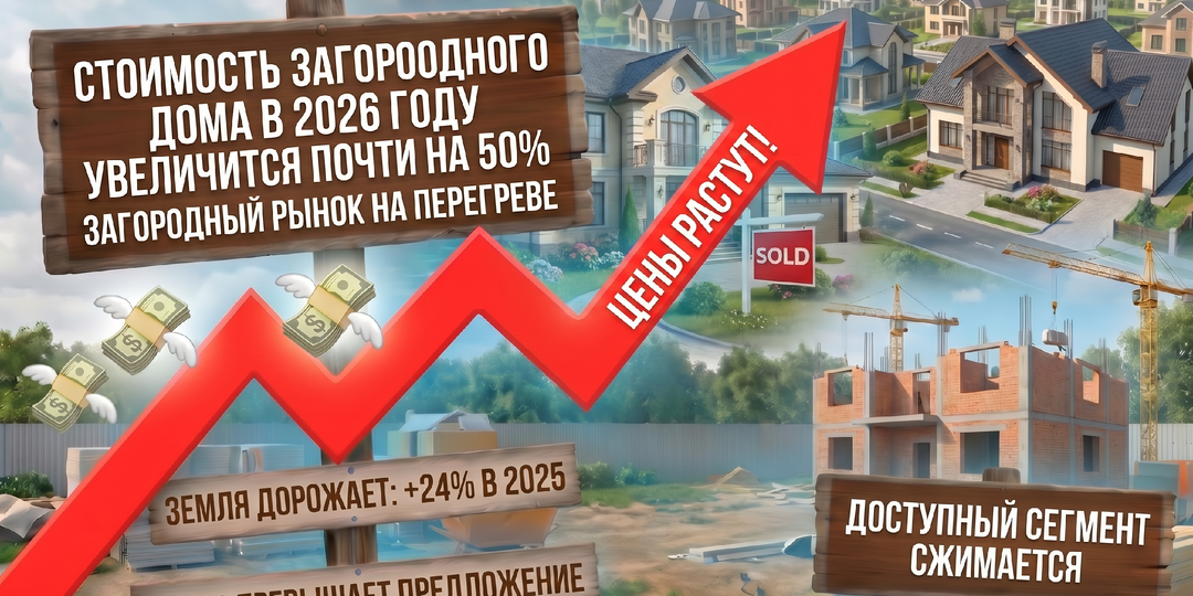 Стоимость загородного дома в 2026 году увеличится почти на 50%