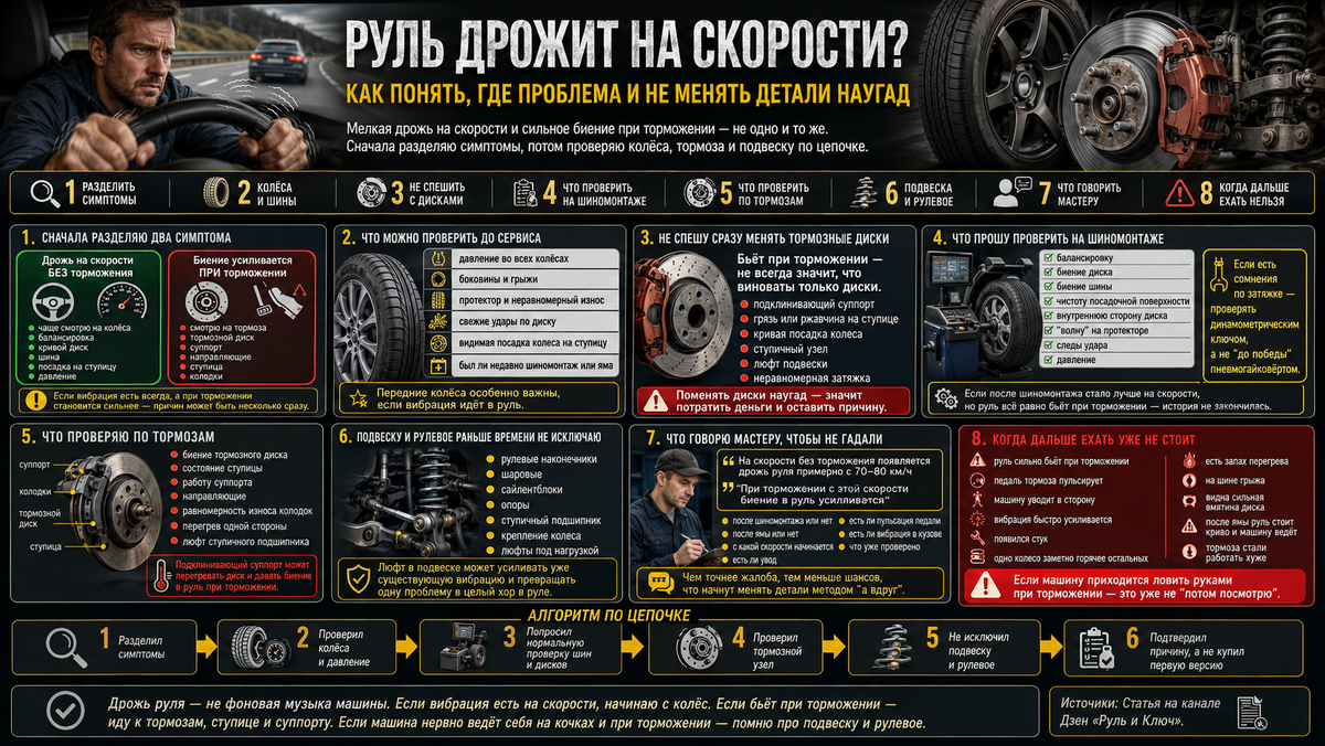 Поймал дрожь руля на скорости и понял, где легко ошибиться с ремонтом