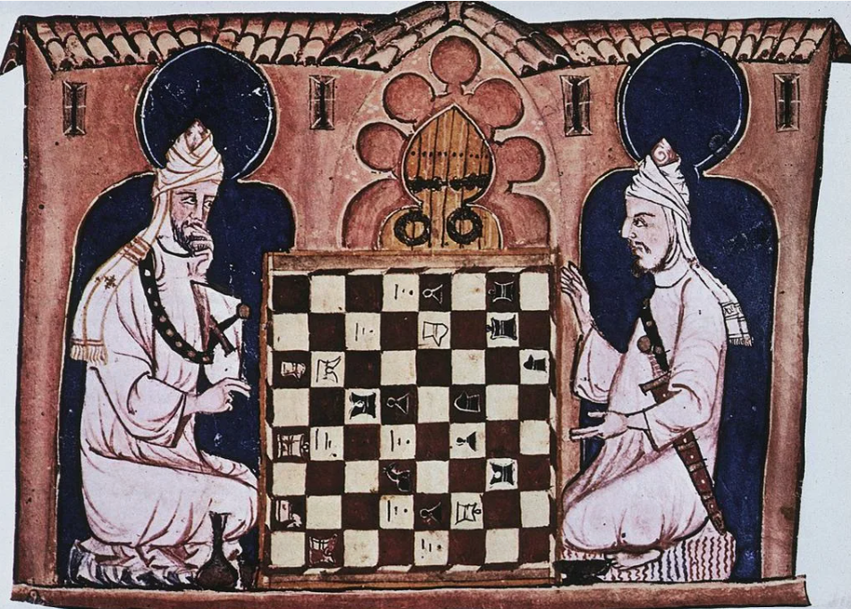 Чатуранга
Древнеиндийская игра, считающаяся прародителем шахмат, сёги и многих других игр. Известен вариант чатуранги для двух игроков, похожий на современные шахматы, и - с XI века - вариант для четырёх игроков. Полностью правила игры неизвестны, в источниках содержатся описания ходов фигур, у разных авторов имеющие некоторые отличия.
