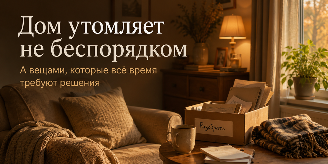 Дом утомляет не беспорядком. А вещами, которые всё время требуют решения Бывает, дома вроде не грязно.