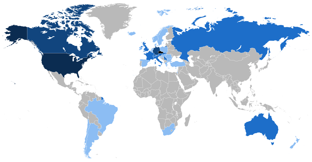 Map of the Czech people around the world.