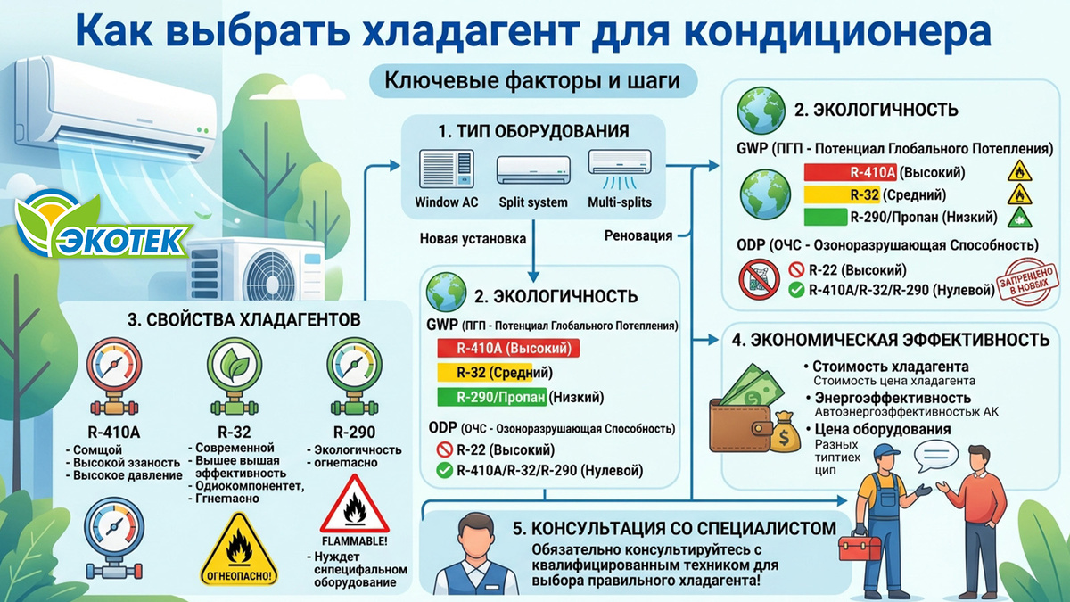Как выбрать хладагент для кондиционера? Экотек
