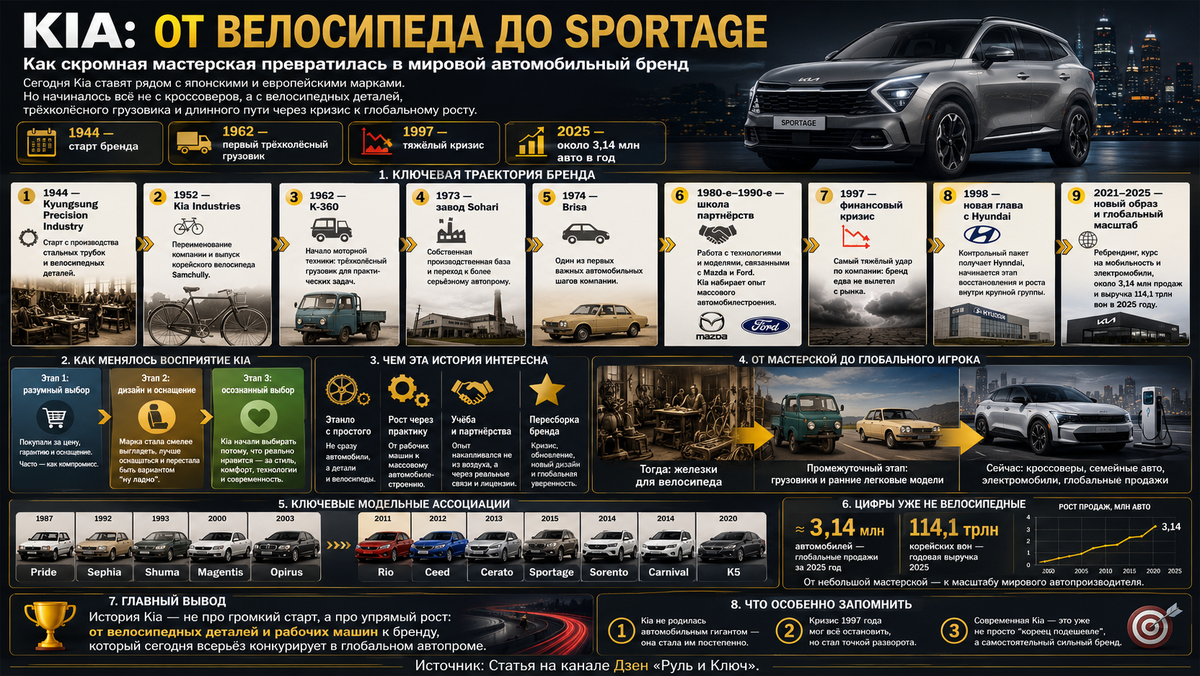 Вспомнил старую Kia и удивился, какой долгий путь прошёл этот бренд от велосипеда до Sportage