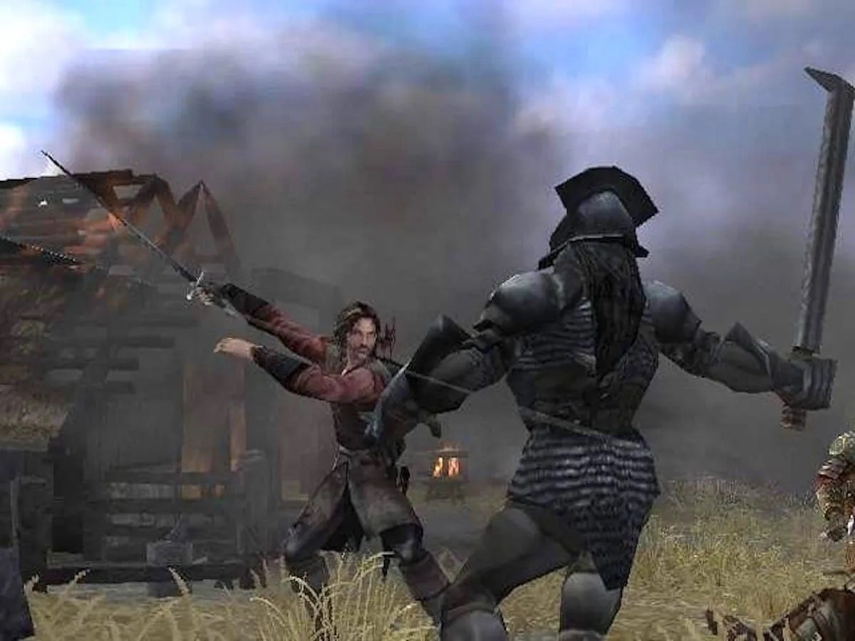 Арагорн убивает орка, игра «Lord Of the Rings: The Two Towers» 2002г.