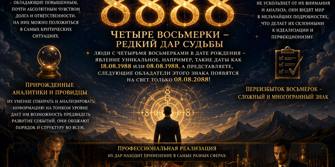 ЛЮДИ «СКАНЕРЫ»-РЕДКАЯ И МОЩНАЯ КОМБИНАЦИЯ С ЧЕТЫРЬМЯ (8888) В ДАТЕ РОЖДЕНИЯ.