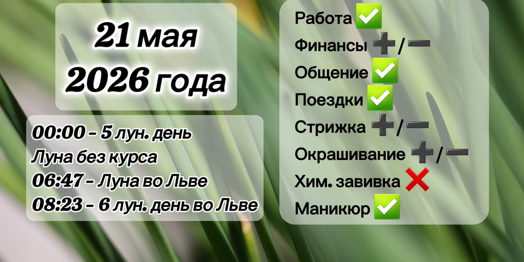Гороскоп 21 мая 2026 года, лунный день