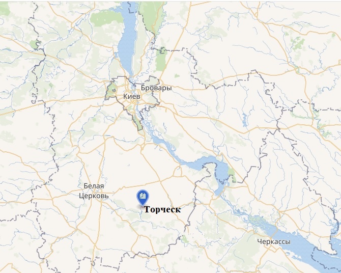 Торческ на карте совренного Киевского района.
