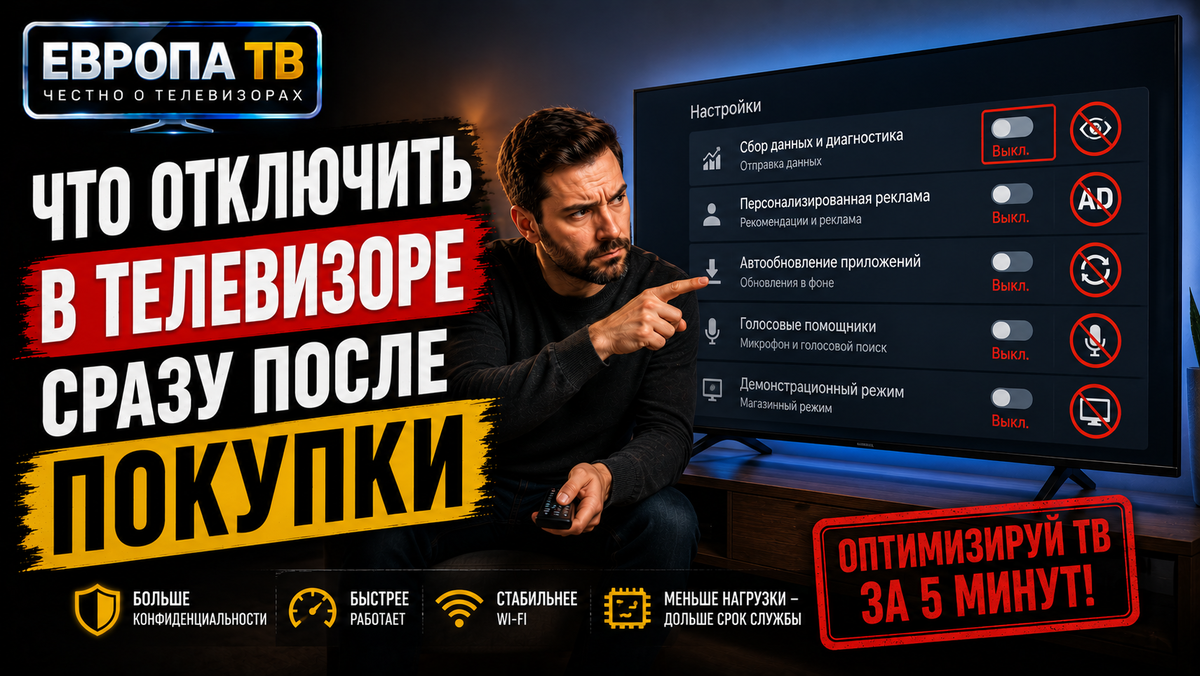 Что отключить в телевизоре сразу после покупки
