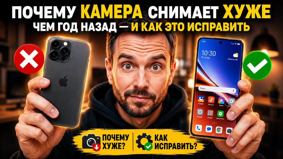 Почему камера смартфона стала снимать хуже, чем раньше? Разбираем причины падения качества фото и даём простые советы, как вернуть чёткость и улучшить снимки.