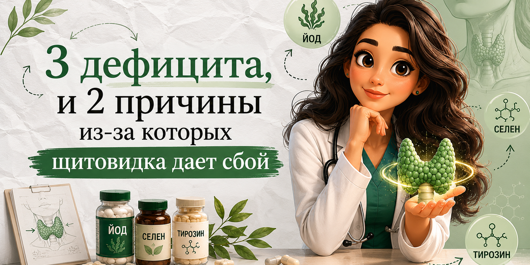 3 дефицита, и 2 причины из-за которых щитовидка дает сбой