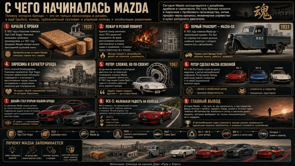 Не ожидал, что история бренда Mazda начиналась совсем не с автомобильных тем