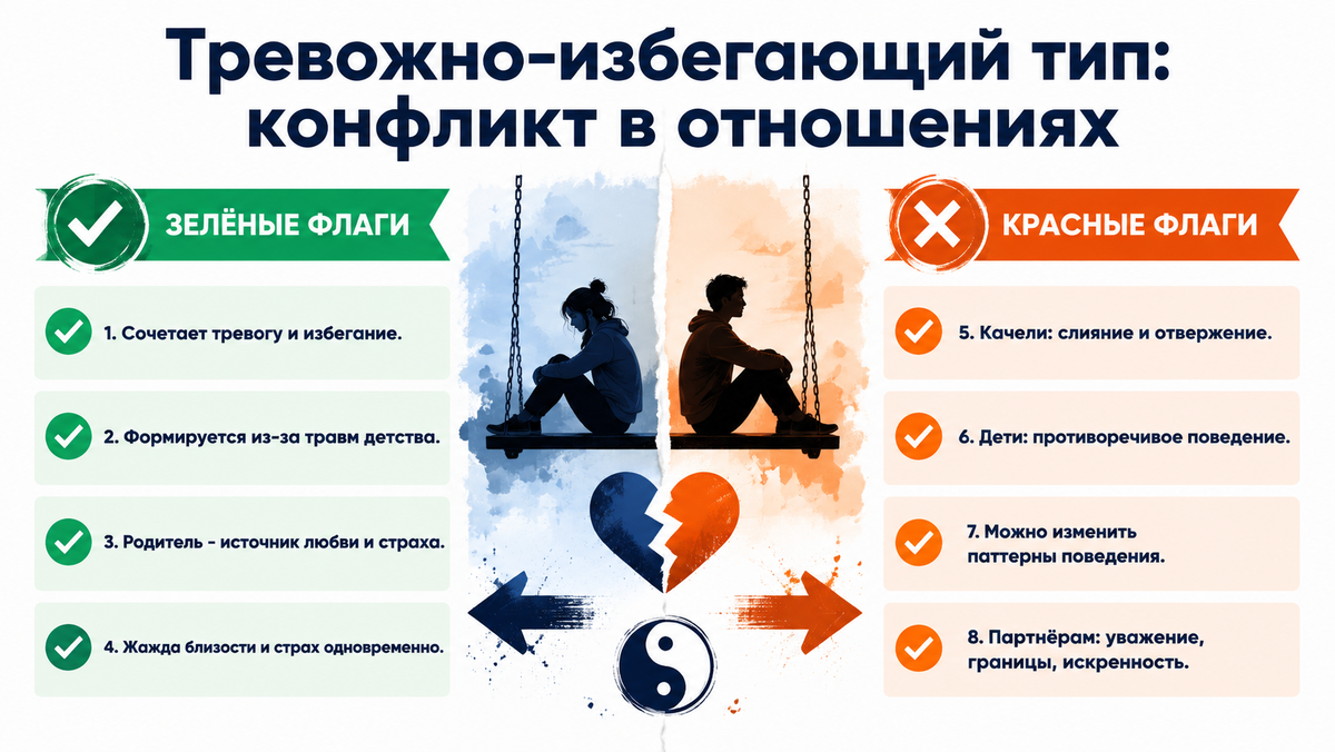 Тревожно-избегающий тип: конфликт в отношениях  📷
