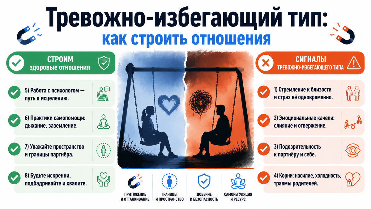 Тревожно-избегающий тип: как строить отношения  📷
