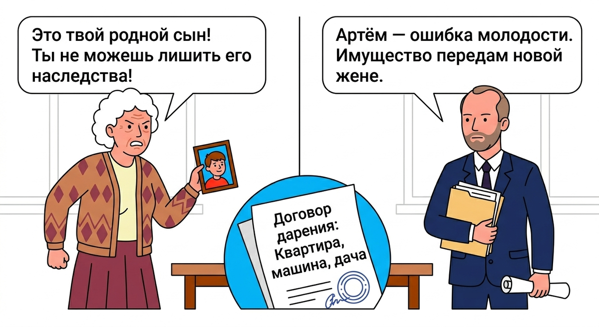 Сын развёлся, бросил сына. Новая жена убедила его, что внук — "ошибка". Теперь он лишает ребёнка наследства