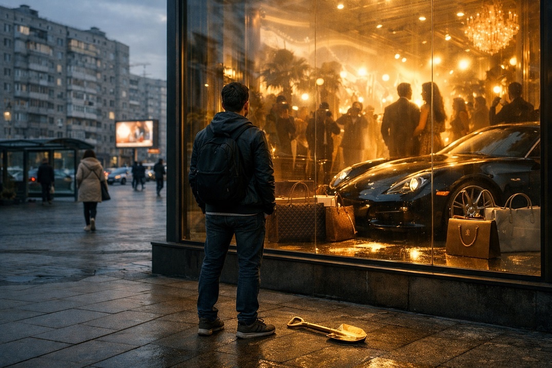 Мечты, мечты, о наша слабость... Аллегория к культу денег. ИИ. 2026 год