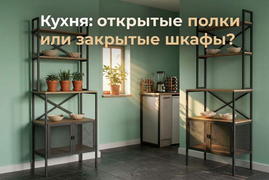    Сравнение удобства и эстетики открытых полок и закрытых кухонных фасадов. GROSTAT