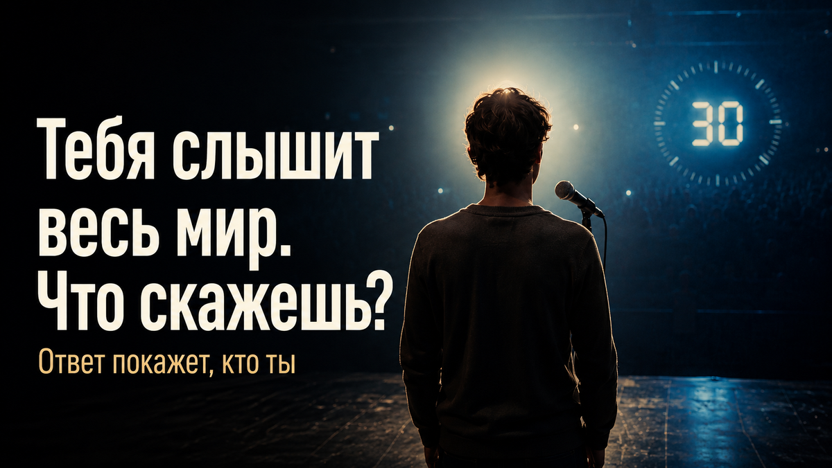 Важно: не пафосный “оратор”, а обычный человек, которому внезапно досталось внимание всего мира. В этом и напряжение.