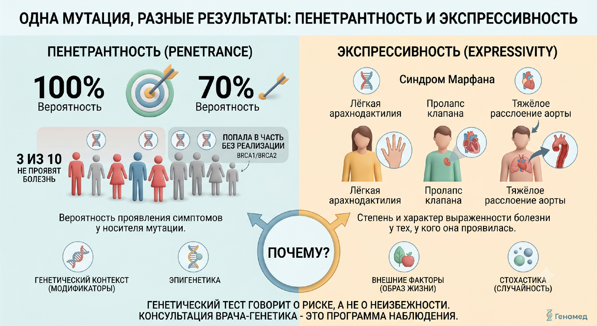 Почему одна и та же мутация даёт разные симптомы