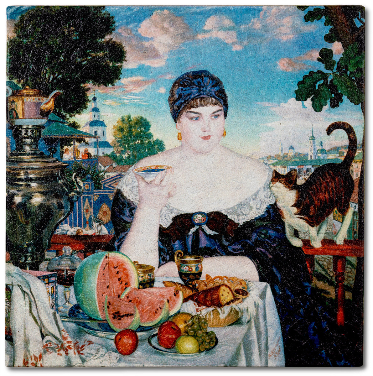 Борис Кустодиев. Купчиха за чаем, 1918.